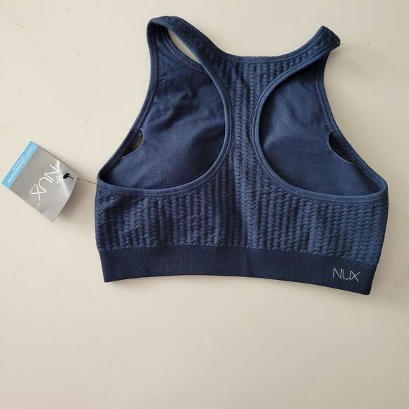 $70 NEW NUX LIGHT COMPRESSION PADS NAVY BLUE YOGA ATHLETIC SPORTS BRA SMALL NWT - Picture 5 of 9